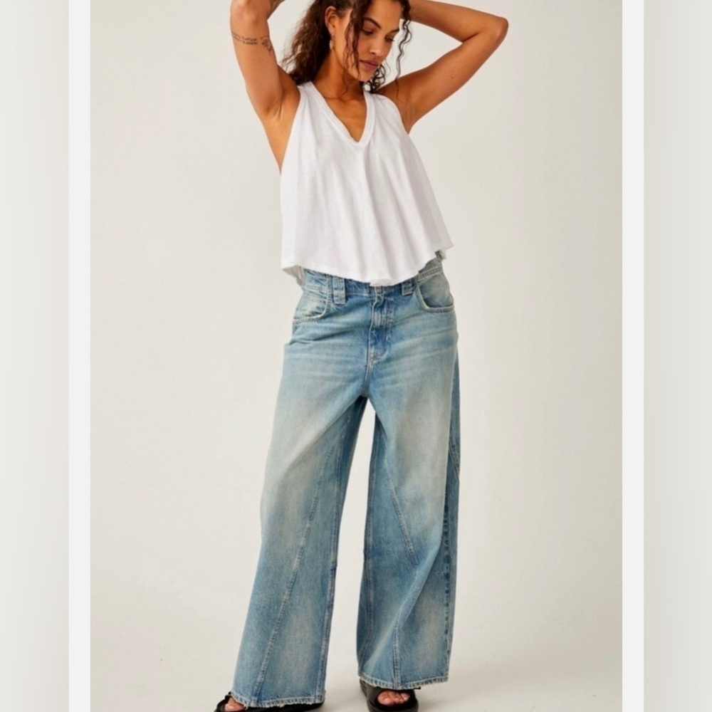 Free people We The Free Chill Vibes Dropped Wide-Leg Jeans